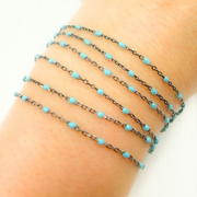 Sterling Silver Turquoise Color Enamel Marina Link Chain